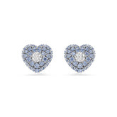 Idyllia stud earrings, Heart, Blue, Rhodium plated